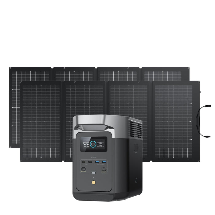 Green Vista Living EcoFlow DELTA 2 + 220W Solar Panel - Side View