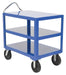 Vestil DH-PH4-2436-3 Steel 24 in. x 36 in. Platform Heavy Duty 3 Shelf Ergo Handle Cart with GFN Casters 4,000 lb. Capacity B