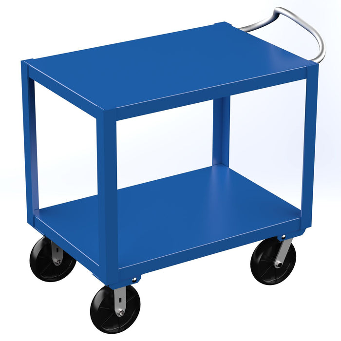 Vestil DH-PH4-2436 Steel 24 in. x 36 in. Platform Heavy Duty Ergo Handle Cart with GFN Casters 4,000 lb. Capacity Blue