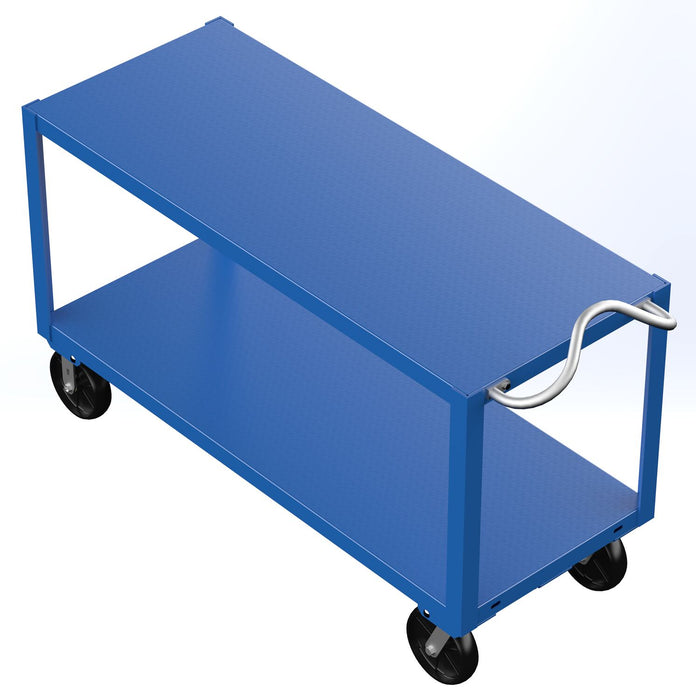 Vestil DH-PH4-2460 Steel 24 in. x 60 in. Platform Heavy Duty Ergo Handle Cart with GFN Casters 4,000 lb. Capacity Blue