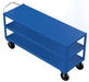 Vestil DH-PH4-2472-3 Steel 24 in. x 72 in. Platform Heavy Duty 3 Shelf Ergo Handle Cart with GFN Casters 4,000 lb. Capacity B