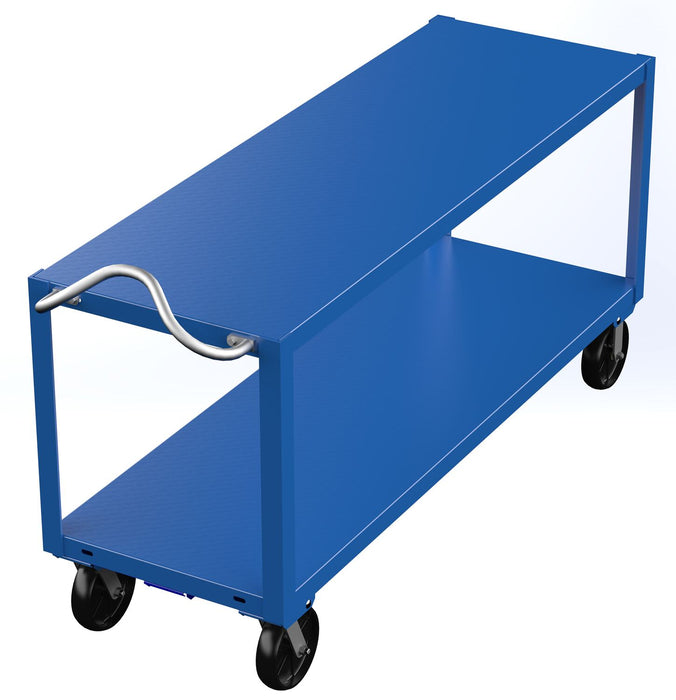 Vestil DH-PH4-2472 Steel 24 in. x 72 in. Platform Heavy Duty Ergo Handle Cart with GFN Casters 4,000 lb. Capacity Blue