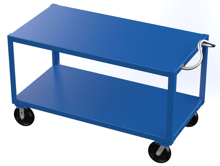 Vestil DH-PH4-3060 Steel 30 in. x 60 in. Platform Heavy Duty Ergo Handle Cart with GFN Casters 4,000 lb. Capacity Blue
