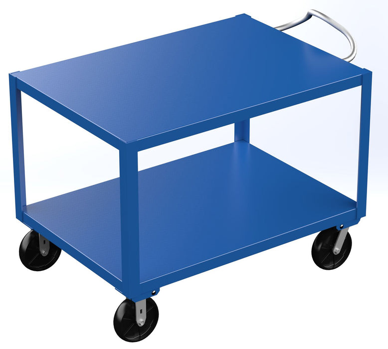 Vestil DH-PH4-3448 Steel 34 in. x 48 in. Platform Heavy Duty Ergo Handle Cart with GFN Casters 4,000 lb. Capacity Blue