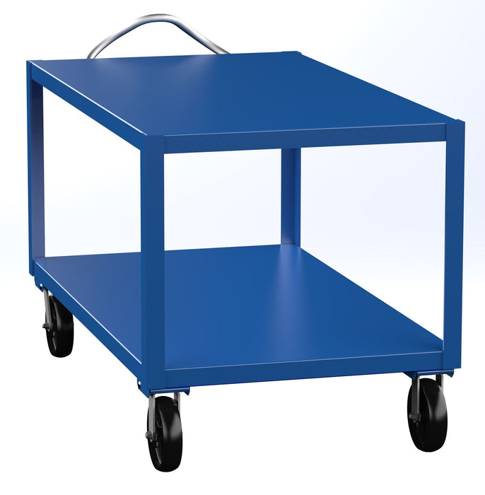 Vestil DH-PH4-3460 Steel 34 in. x 60 in. Platform Heavy Duty Ergo Handle Cart with GFN Casters 4,000 lb. Capacity Blue