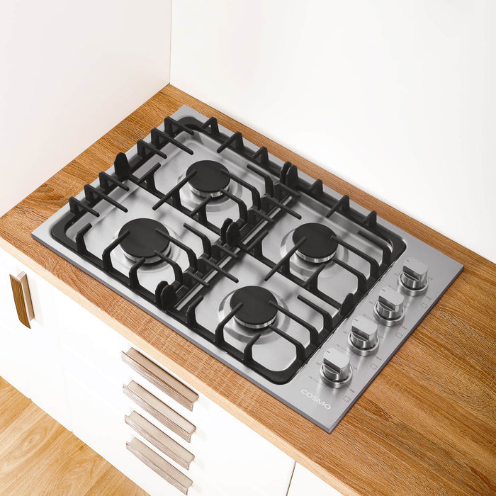 Cosmo 30-Inch Gas Cooktop with 4 Burners in Stainless Steel  (COS-DIC304) Cosmo
