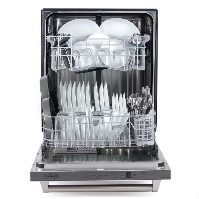 Cosmo 4-Piece Appliance Package - 30-Inch Dual Fuel Range, Dishwasher, Refrigerator and Over-the-Range Microwave in Stainless Steel (COS-4PKG-229) Cosmo