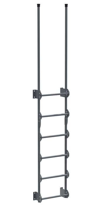 Vestil DKL-6-GYSG Steel Walk Through Dock Ladder 6 Step 300 lb. Capacity Gray Semi Gloss