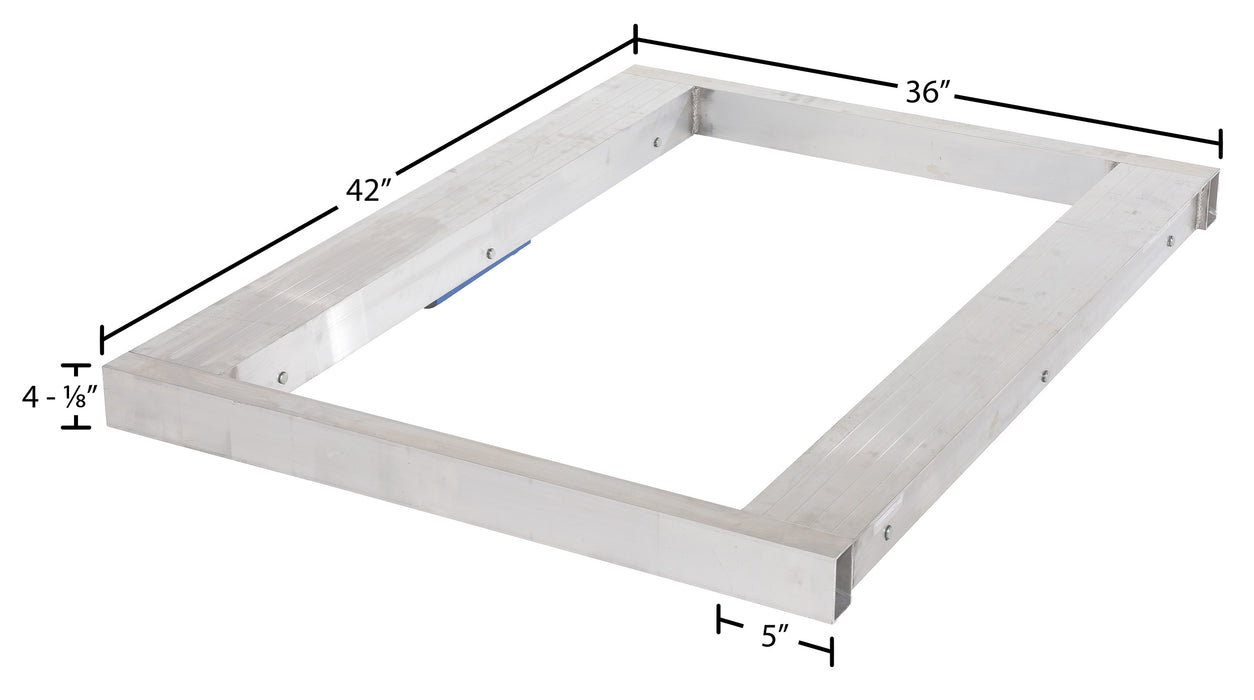 Vestil DOL-3642-8T aluminum pallet dolly with tilt dimensions diagram