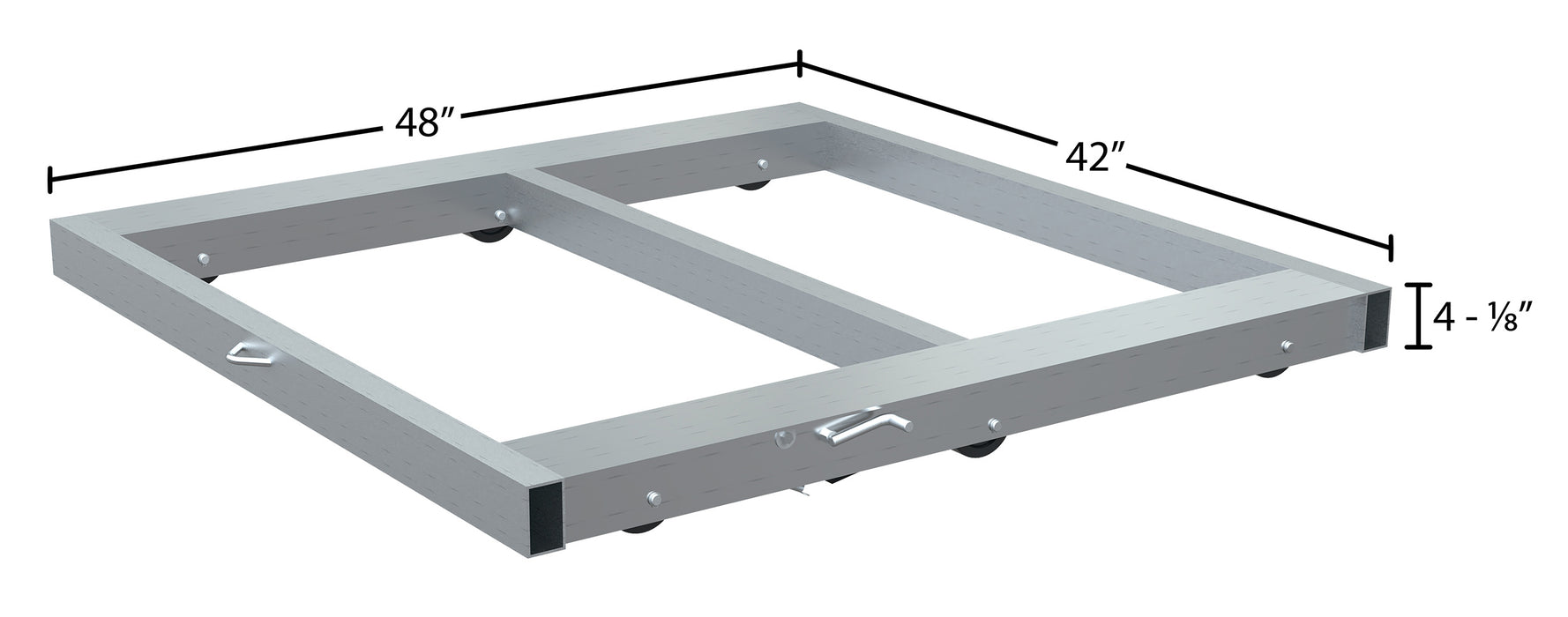Vestil DOL-4048-6T-FL aluminum pallet dolly with tilt & floor lock dimensions diagram