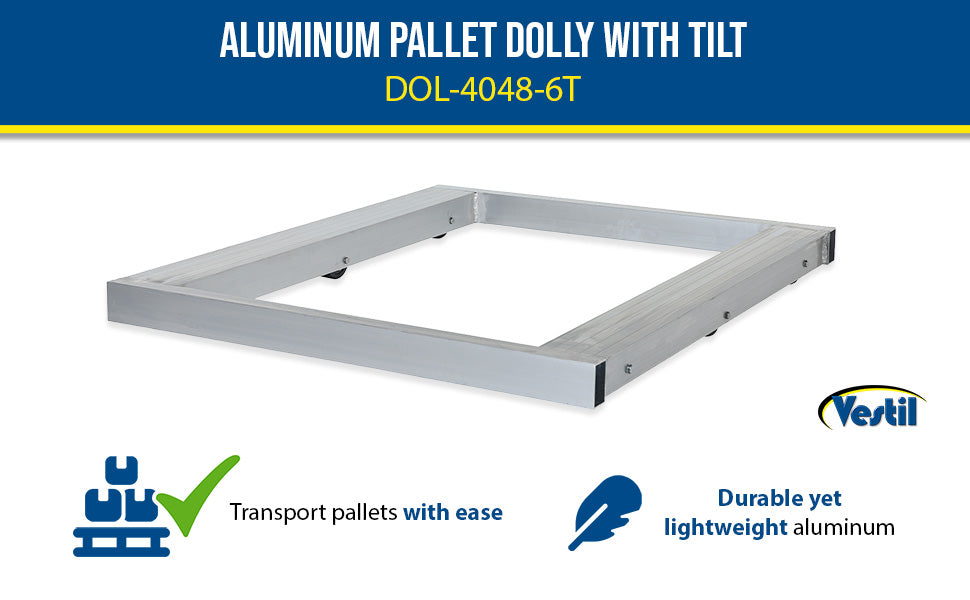 Vestil DOL-4048-6T aluminum pallet dolly with tilt feature overview 1