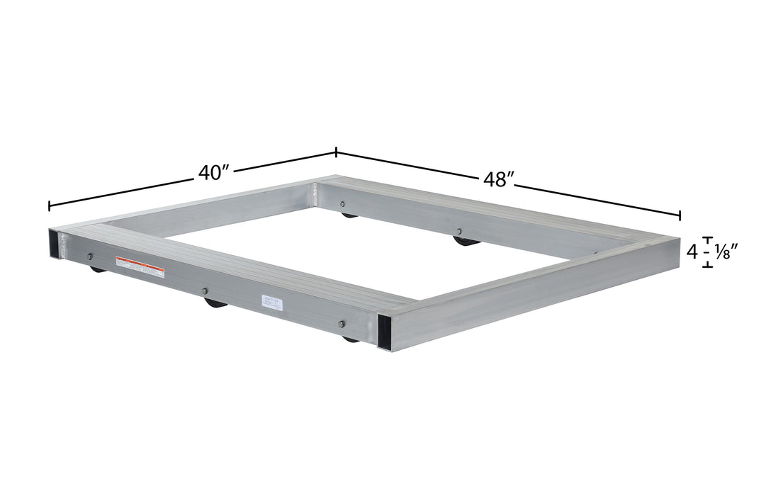 Vestil DOL-4048-6T aluminum pallet dolly with tilt dimensions diagram