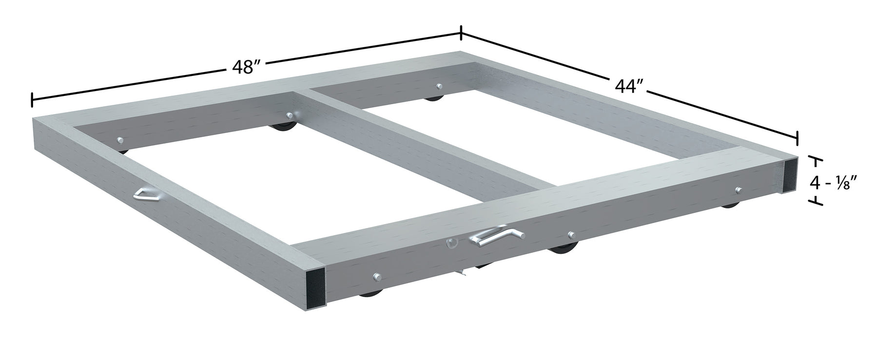 Vestil DOL-4248-6NT-FL aluminum pallet dolly with floor lock dimensions diagram