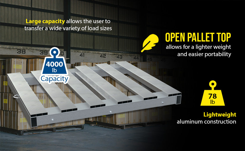 Vestil DOL-PT-4248-6T aluminum pallet dolly with pallet top and tilt feature overview 1