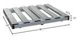 Vestil DOL-PT-4248-6T aluminum pallet dolly with pallet top and tilt dimensions diagram