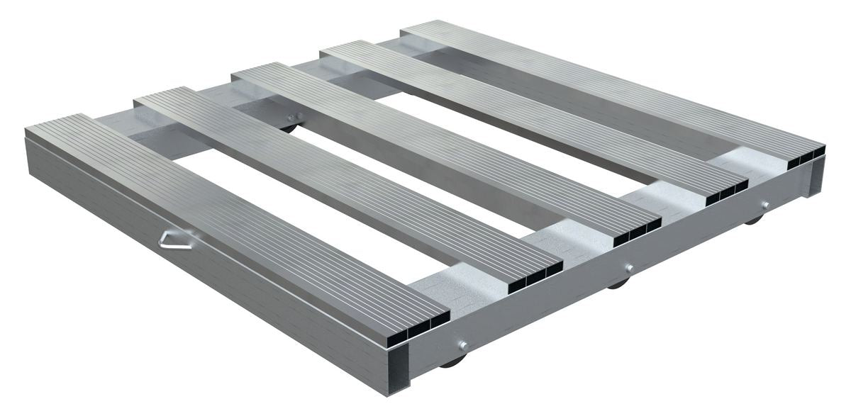 Vestil DOL-PT-4848-6T Aluminum Pallet Dolly with Pallet Top and Tilt 48 in. x 48 in. 4,000 lb. Capacity Silver