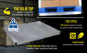 Vestil DOL-ST-3642-10T aluminum pallet dolly with solid top tilt feature overview 1