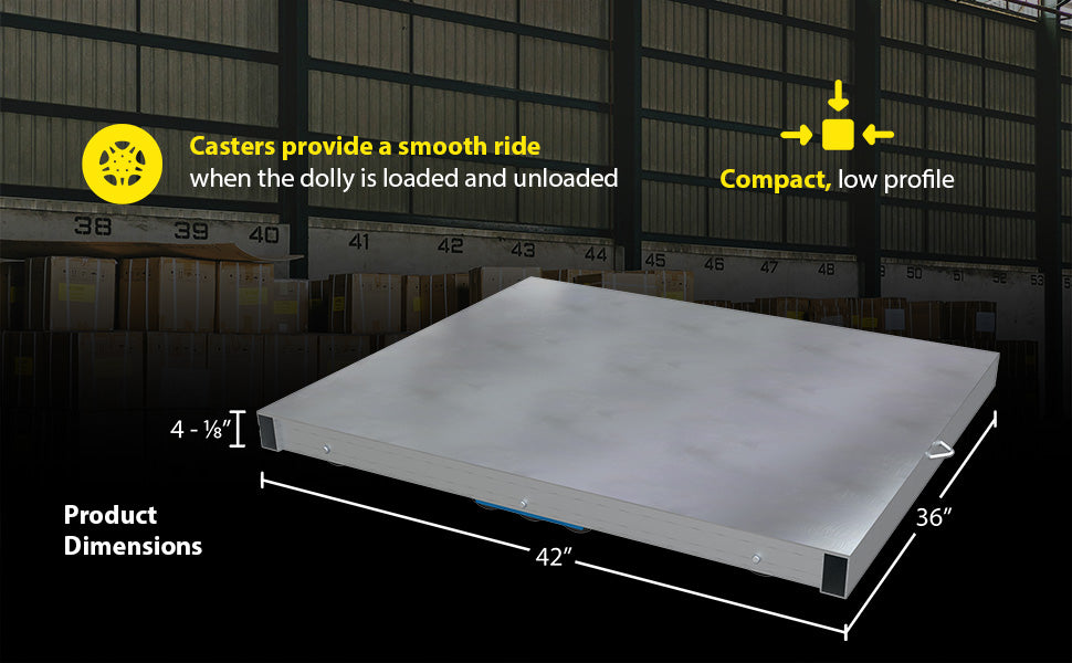 Vestil DOL-ST-3642-10T aluminum pallet dolly with solid top tilt feature overview 2