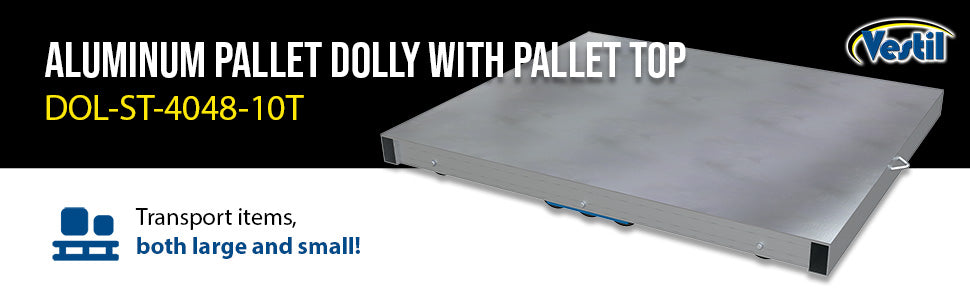 Vestil DOL-ST-4048-10T aluminum pallet dolly with solid top tilt feature overview 3