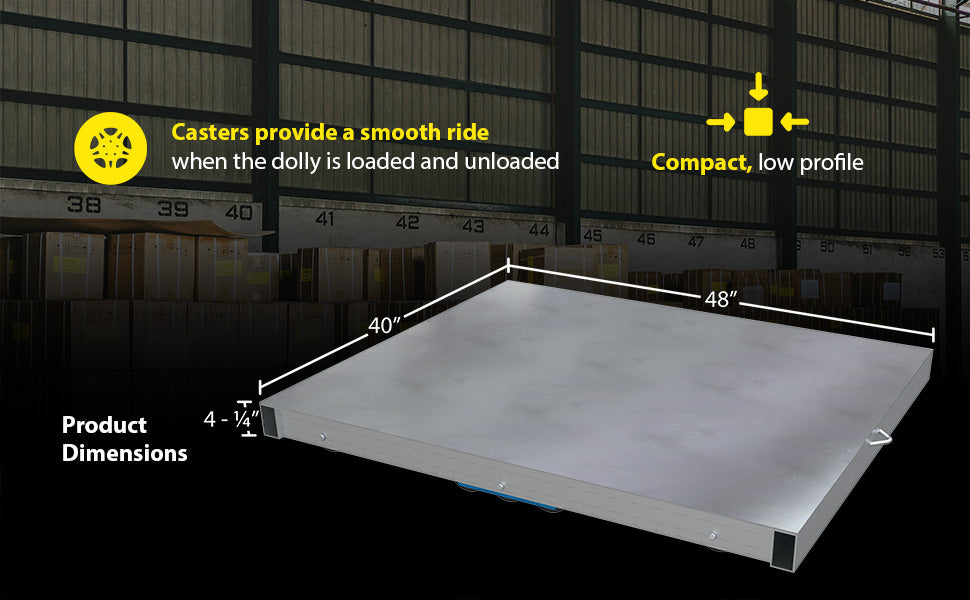 Vestil DOL-ST-4048-10T aluminum pallet dolly with solid top tilt feature overview 2