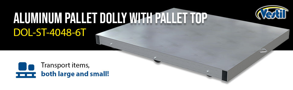 Vestil DOL-ST-4048-6T aluminum pallet dolly with solid top tilt feature overview 3