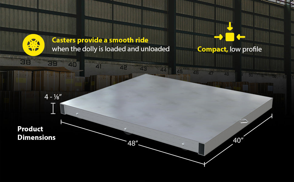 Vestil DOL-ST-4048-6T aluminum pallet dolly with solid top tilt feature overview 2