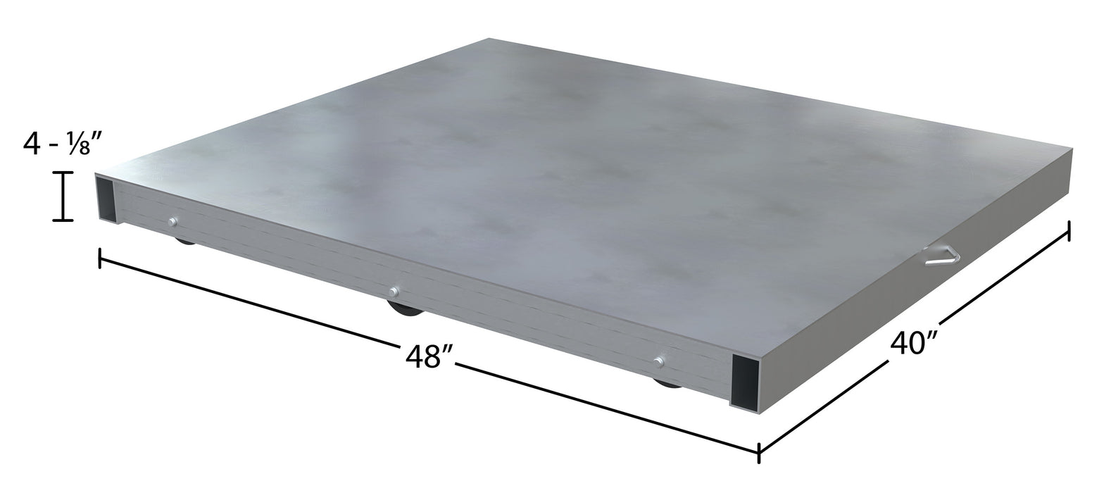 Vestil DOL-ST-4048-6T aluminum pallet dolly with solid top tilt dimensions diagram