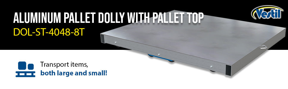 Vestil DOL-ST-4048-8T aluminum pallet dolly with solid top tilt feature overview 3