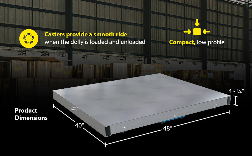 Vestil DOL-ST-4048-8T aluminum pallet dolly with solid top tilt feature overview 2