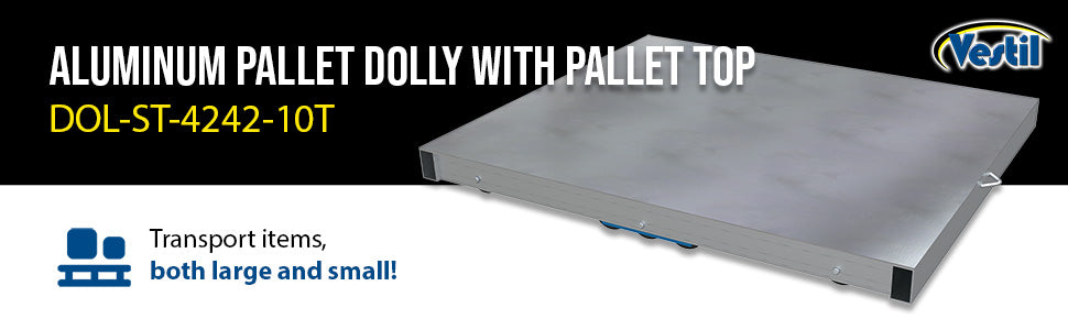 Vestil DOL-ST-4242-10T aluminum pallet dolly with solid top tilt feature overview 3