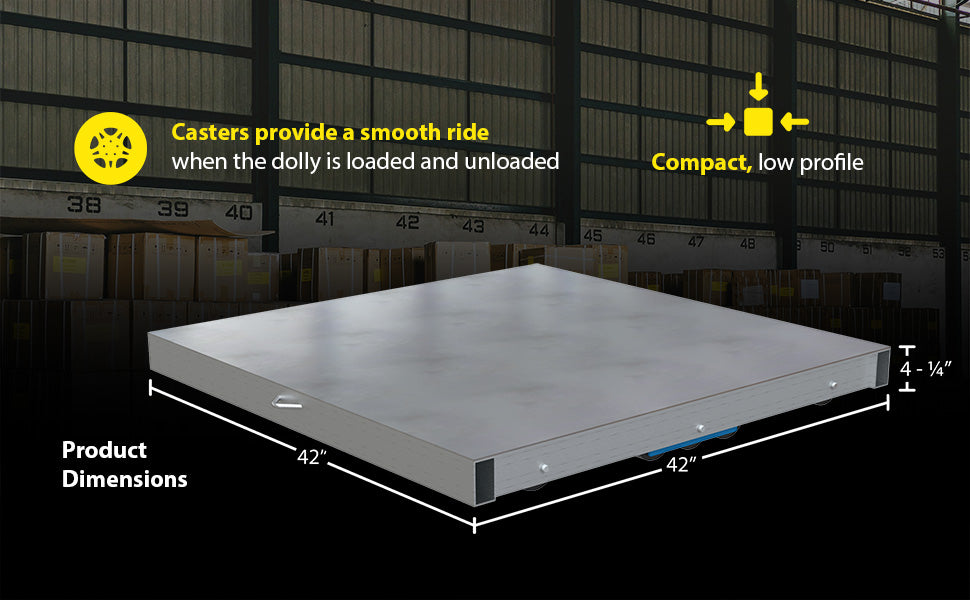 Vestil DOL-ST-4242-10T aluminum pallet dolly with solid top tilt feature overview 1