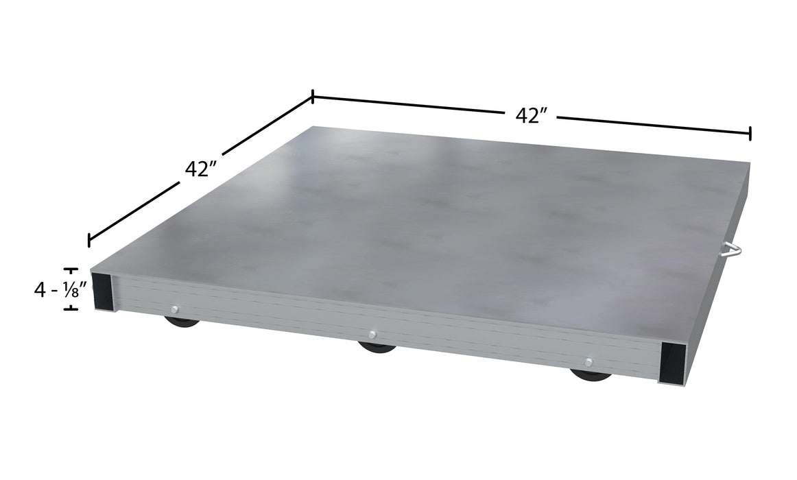 Vestil DOL-ST-4242-6NT aluminum pallet dolly with pallet top dimensions diagram