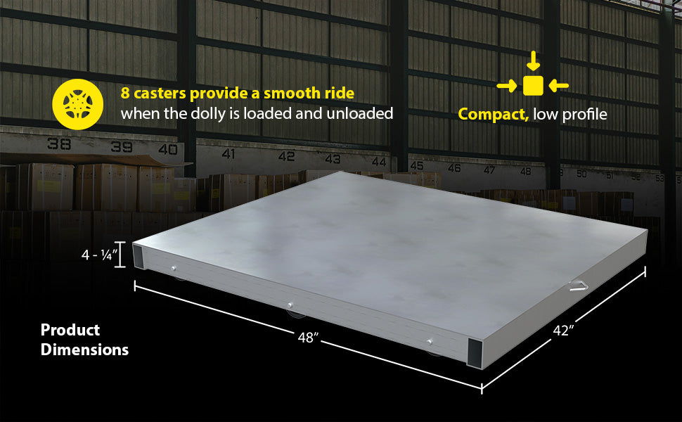 Vestil DOL-ST-4248-6T aluminum pallet dolly with solid top tilt feature overview 1