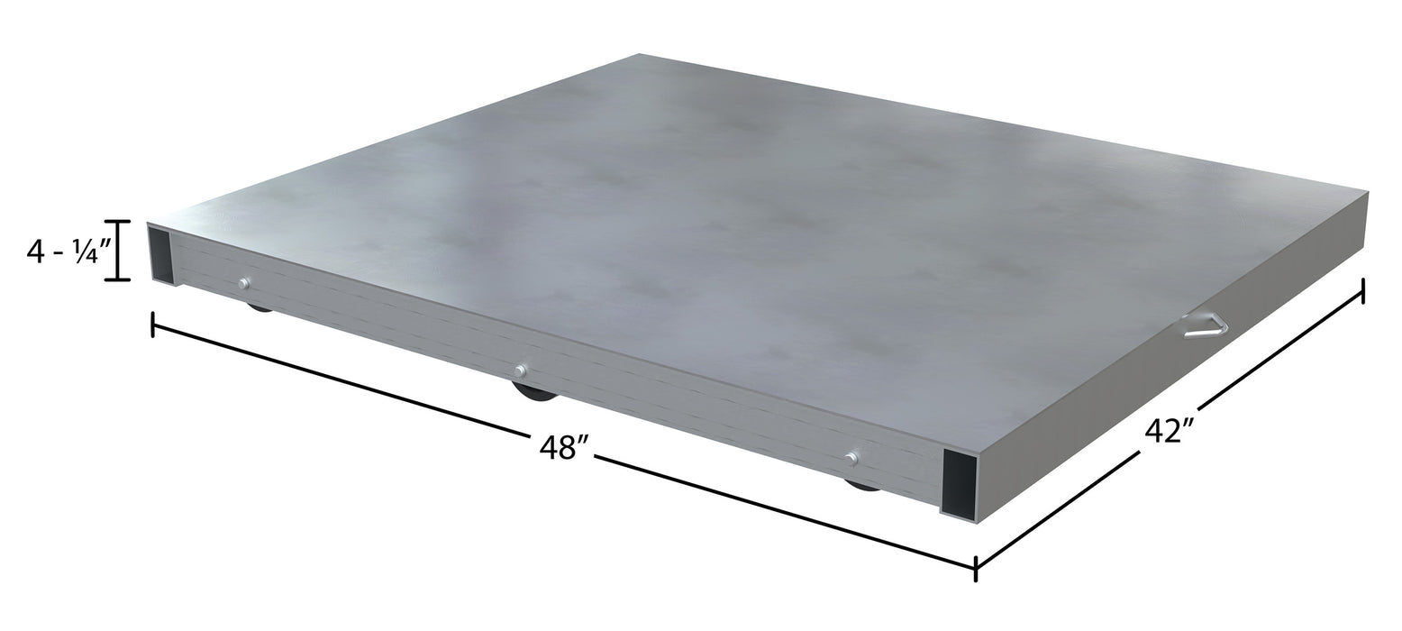 Vestil DOL-ST-4248-6T aluminum pallet dolly with solid top tilt dimensions diagram