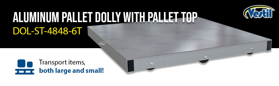 Vestil DOL-ST-4848-6T aluminum pallet dolly with solid top tilt feature overview 3