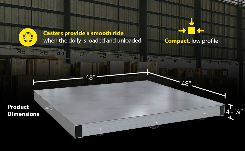 Vestil DOL-ST-4848-6T aluminum pallet dolly with solid top tilt feature overview 2