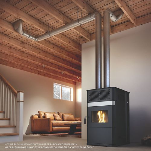 Drolet ECO-65R pellet stove - side angle