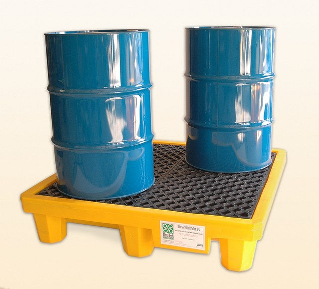 Vestil DR-4-UT Polyethylene Ultra Spill Pallet 4 Drum Capacity 6,000 lb. Yellow