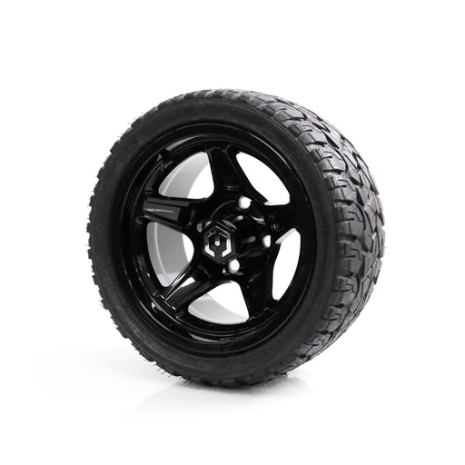 MODZ Drift 12x7 Glossy Black & X Comp X/T Tire Combo golf cart wheel and tire