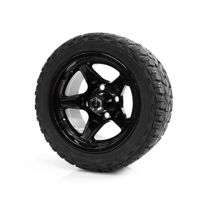 MODZ Drift 12x7 Glossy Black & X Comp X/T Tire Combo golf cart wheel and tire – view 6