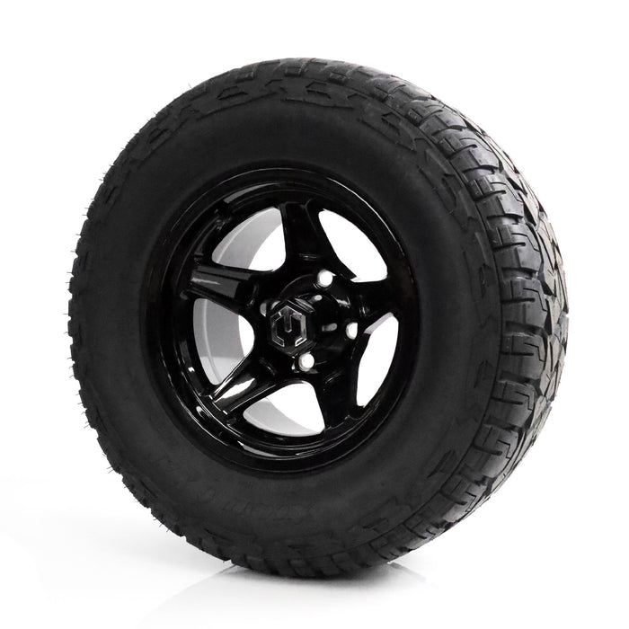 MODZ Drift 12x7 Glossy Black & X Comp X/T Tire Combo golf cart wheel and tire – view 4