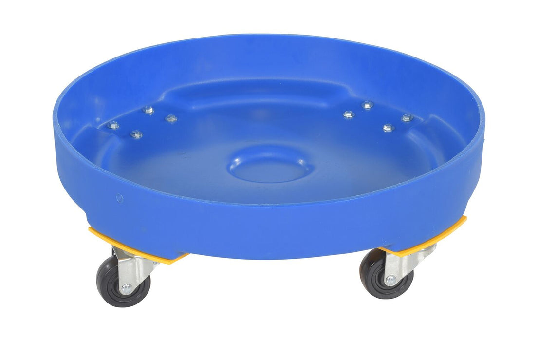 Vestil DRUM-DP-HD-55-BU Polyethylene Heavy Duty Drum Dolly 55 Gallon 24-1/4 in. x 24-1/4 in. x 8-1/2 in. 600 lb. Capacity Blu