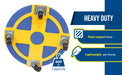 Vestil DRUM-DP-HD-55-BU polyethylene heavy duty drum dolly feature overview 2