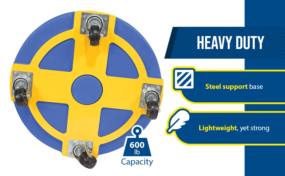 Vestil DRUM-DP-HD-55-BU polyethylene heavy duty drum dolly feature overview 2