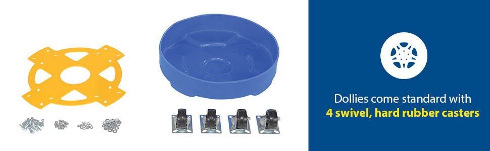Vestil DRUM-DP-HD-55-BU polyethylene heavy duty drum dolly feature overview 3