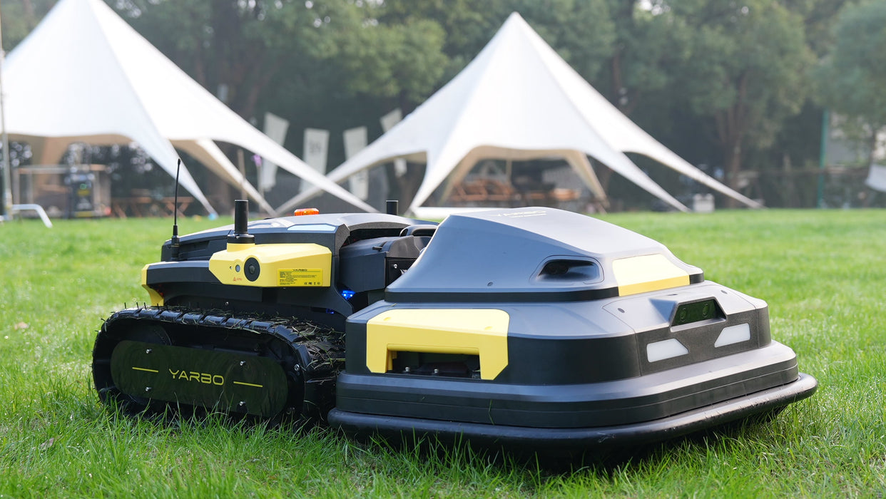 Yarbo navigating uneven terrain using smart GPS and sensor system
