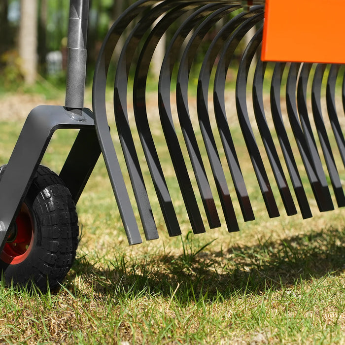 72" Landscape Rake with Bolt-On Wheels & 36 Tines 3 Point Hitch Tractor Attachment, LR72W