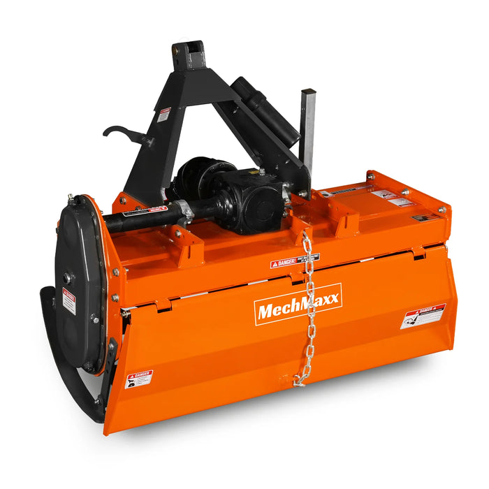 4FT 3-Point Gear Drive Rotary Tiller, 18-35HP Tractor, PTO Shaft Inclu