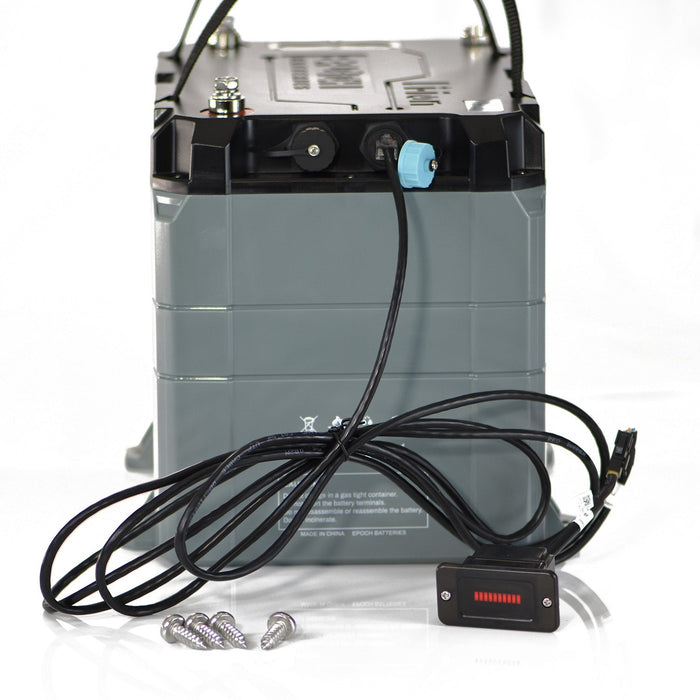 Epoch 24V 100Ah LiFePO4 battery — terminal close-up