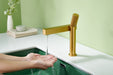 Brushed gold or Brushed Nickel or Matte Black Or Rose Gold single handle brass bathroom faucet with pop up drain - back view